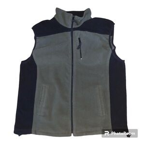 Eagle Canyon Mens fleece vest large green black hiking outdoors full zip pockets